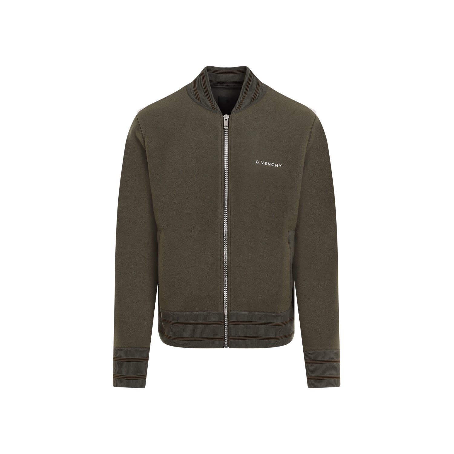 Shop Givenchy 4g Motif Zip-up Jacket In Khaki