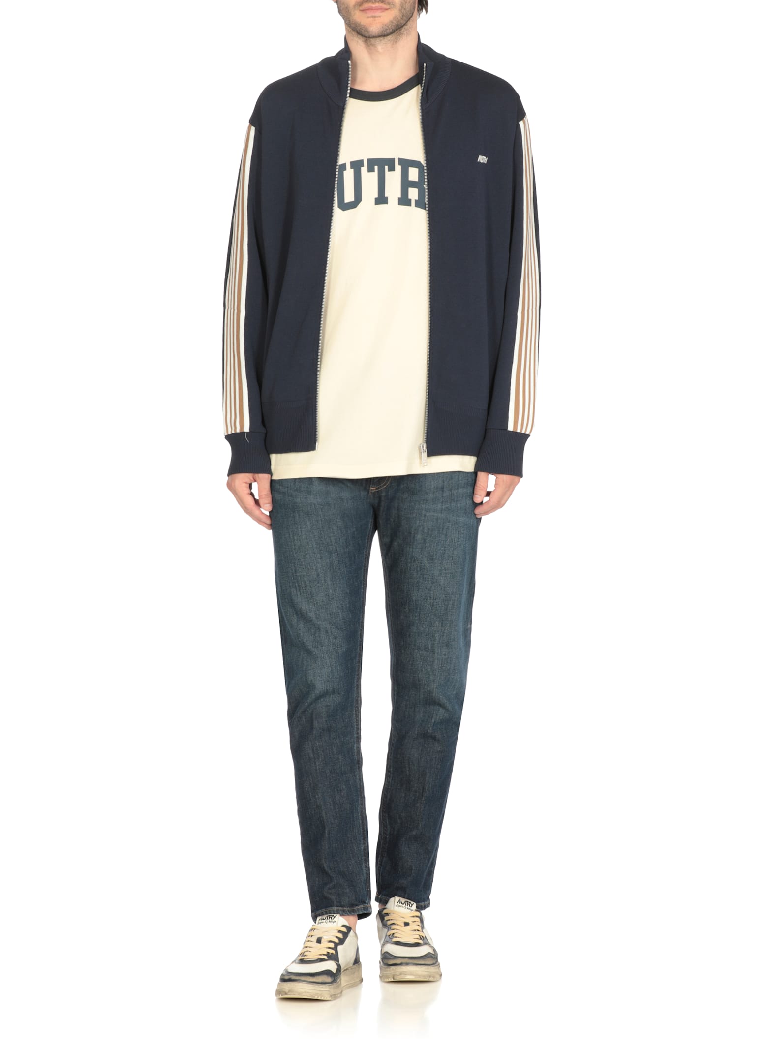 Autry Colorblock Low-top Sneakers With Lace-up Front And Signature Details In Neutral