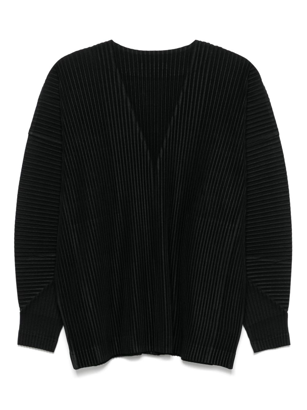 Issey Miyake V-necked Pleated T-shirt In Black
