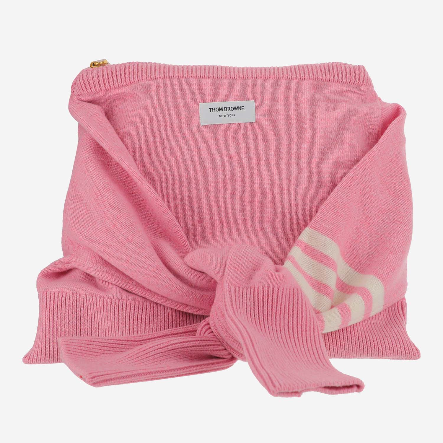 Shop Thom Browne Sweater Shoulder Bag In Pink