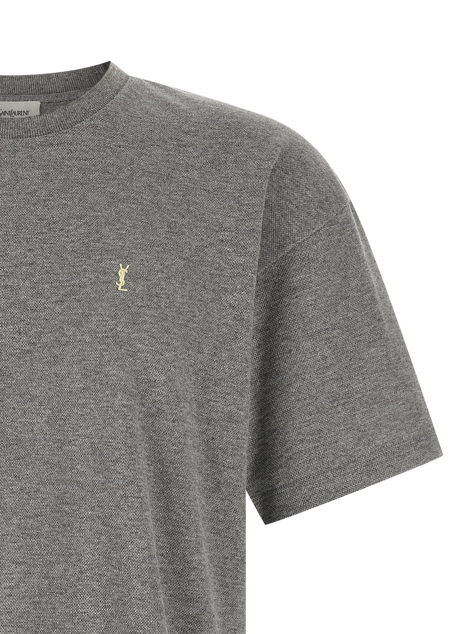 Saint Laurent Cassandre T-shirt In Gray