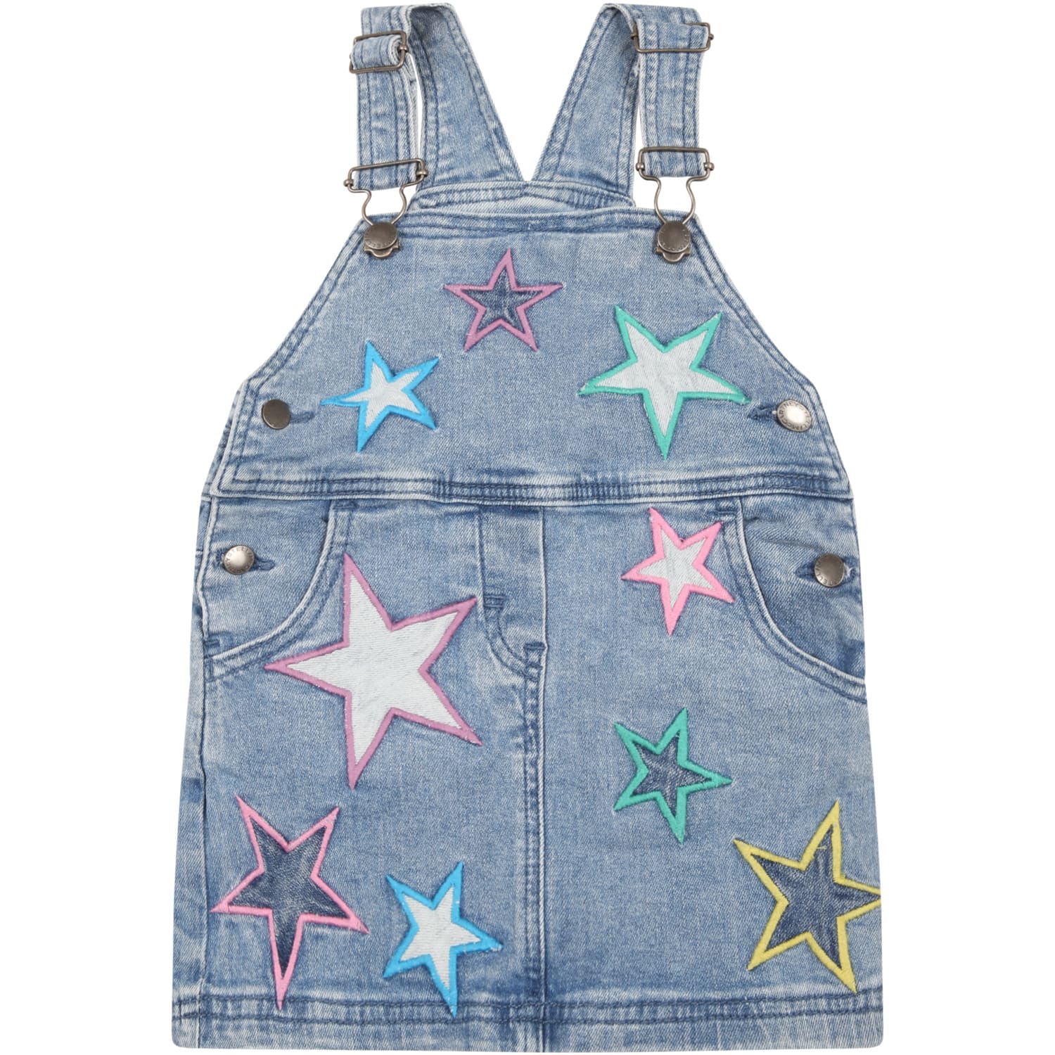 Stella McCartney Kids Light-blue Dungarees Pour Bébé Fille Avec Embroidered Stars