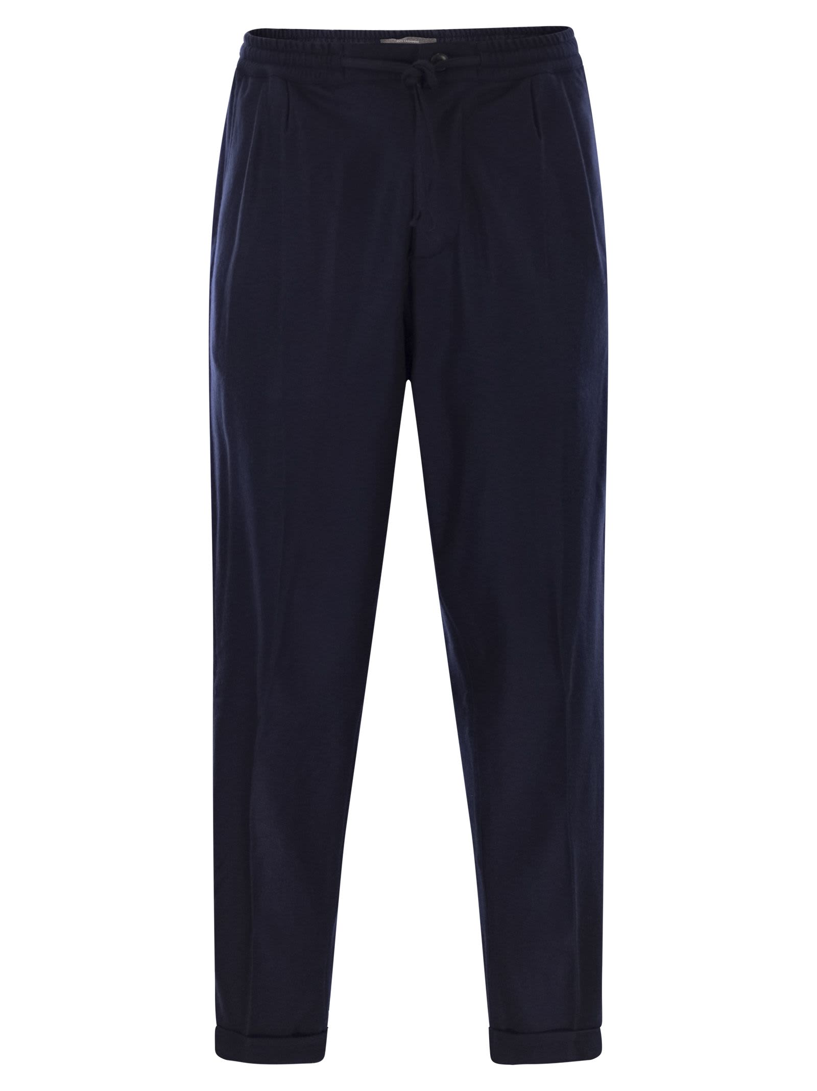 Fedeli Harvard Soft Cashmere Flannel Trousers In Blue
