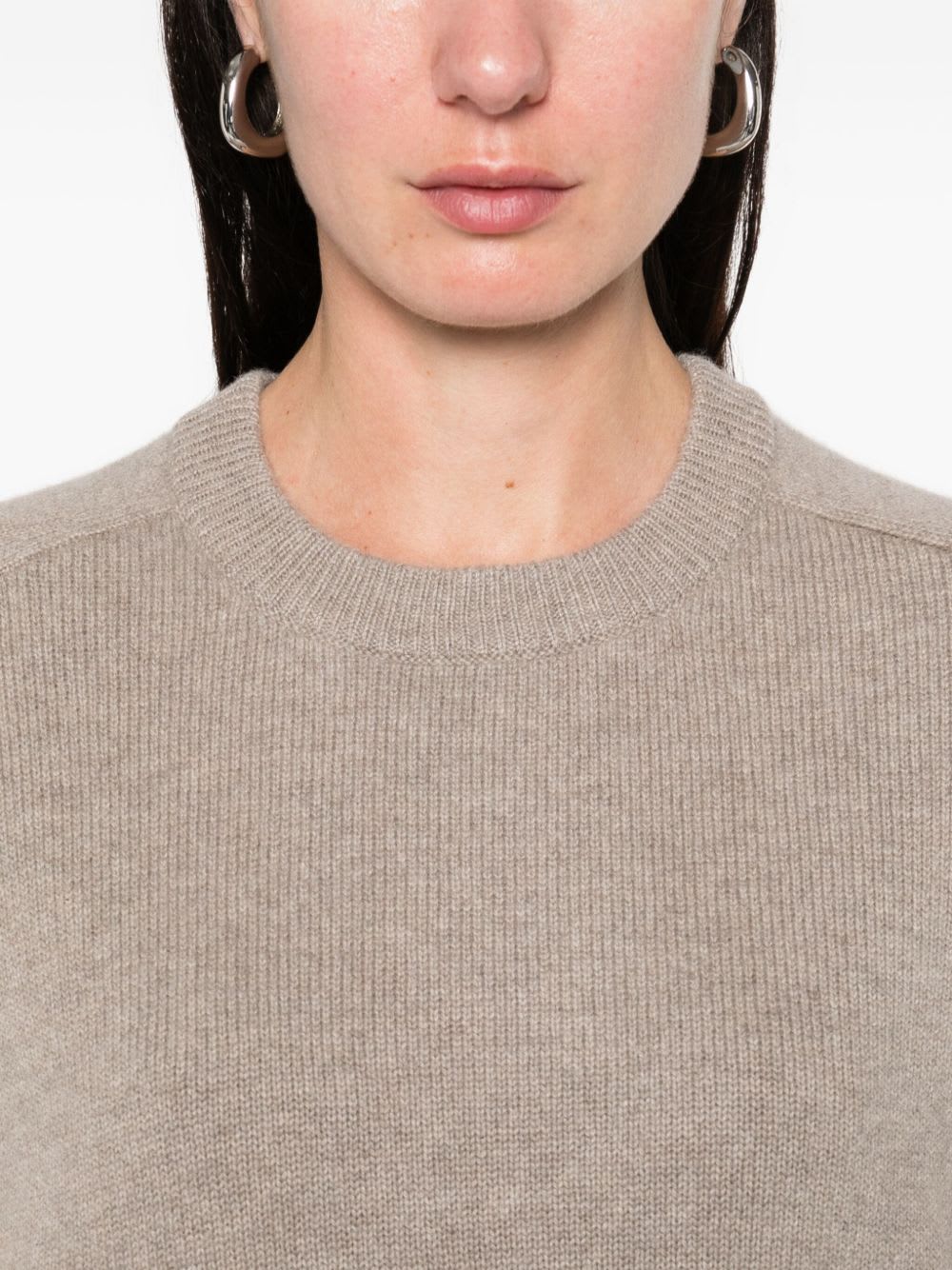 Goat Soft  Beige Crewneck Sweaters In Gray