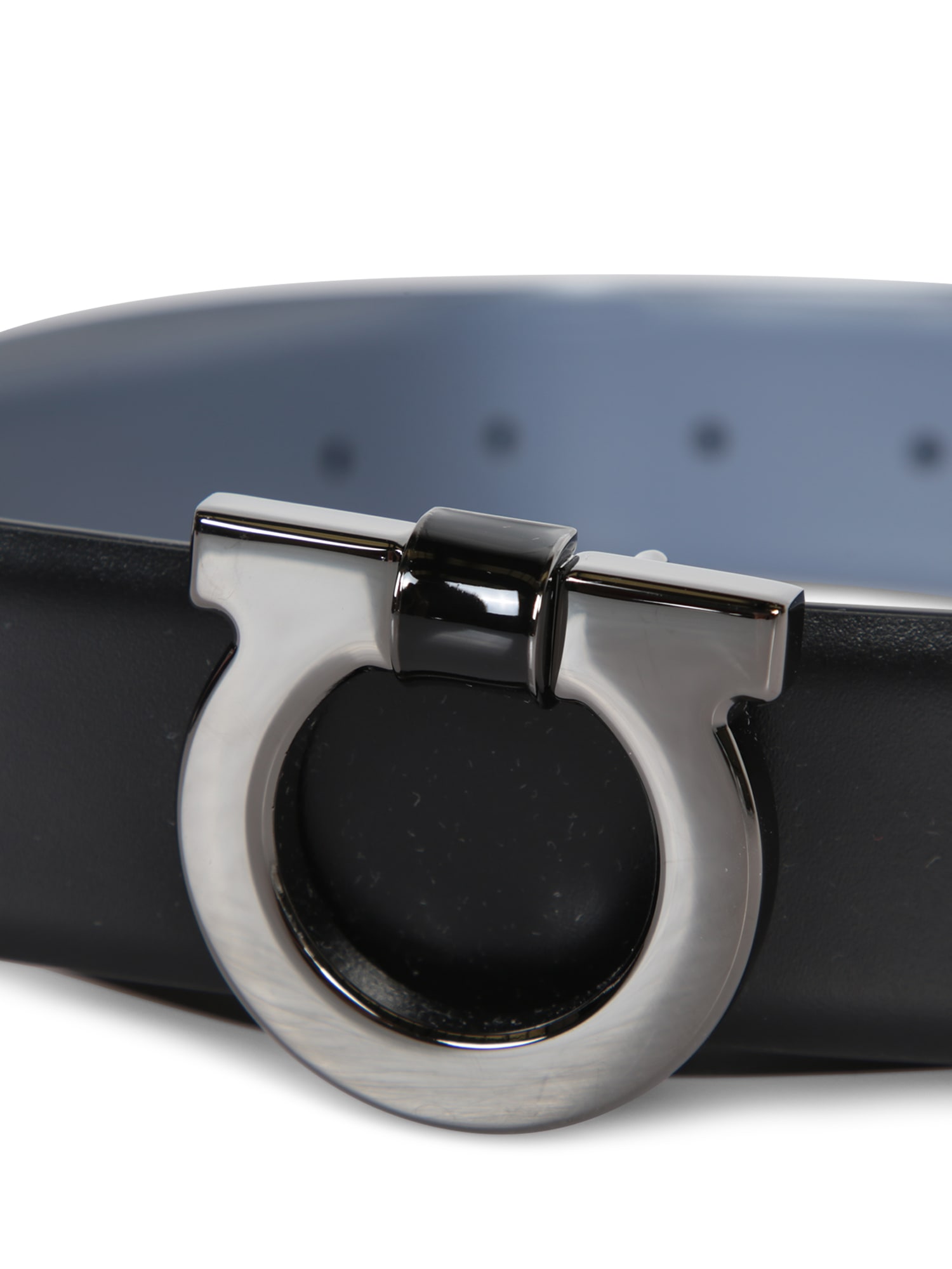 Ferragamo Black Graphite Belt In Black