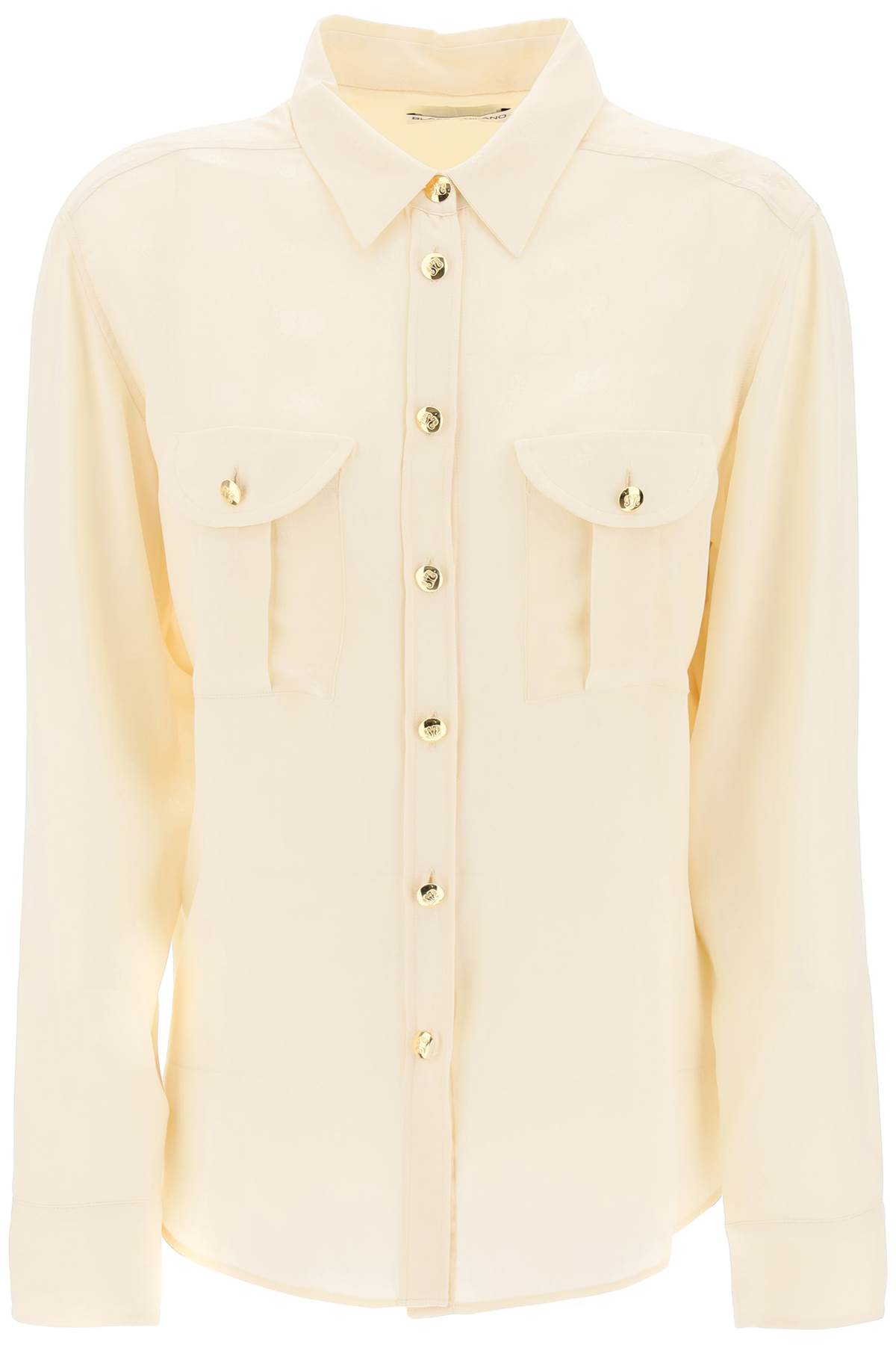 Shop Blazé Milano Faverolles Jacquard Crepe Shirt In Butter (white)