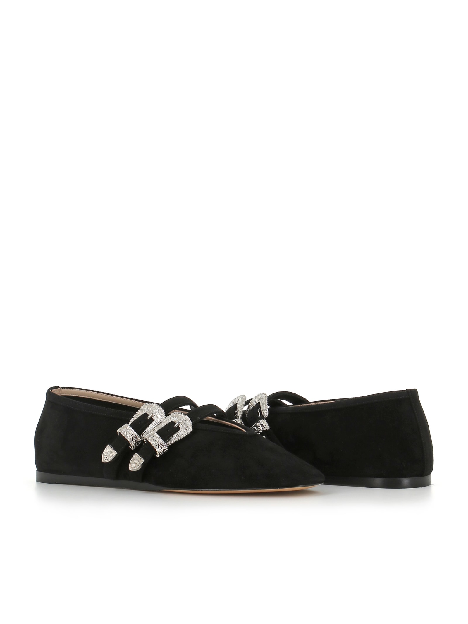 Le Monde Beryl Womens Black Claudia Double-strap Suede Ballet Courts In Black