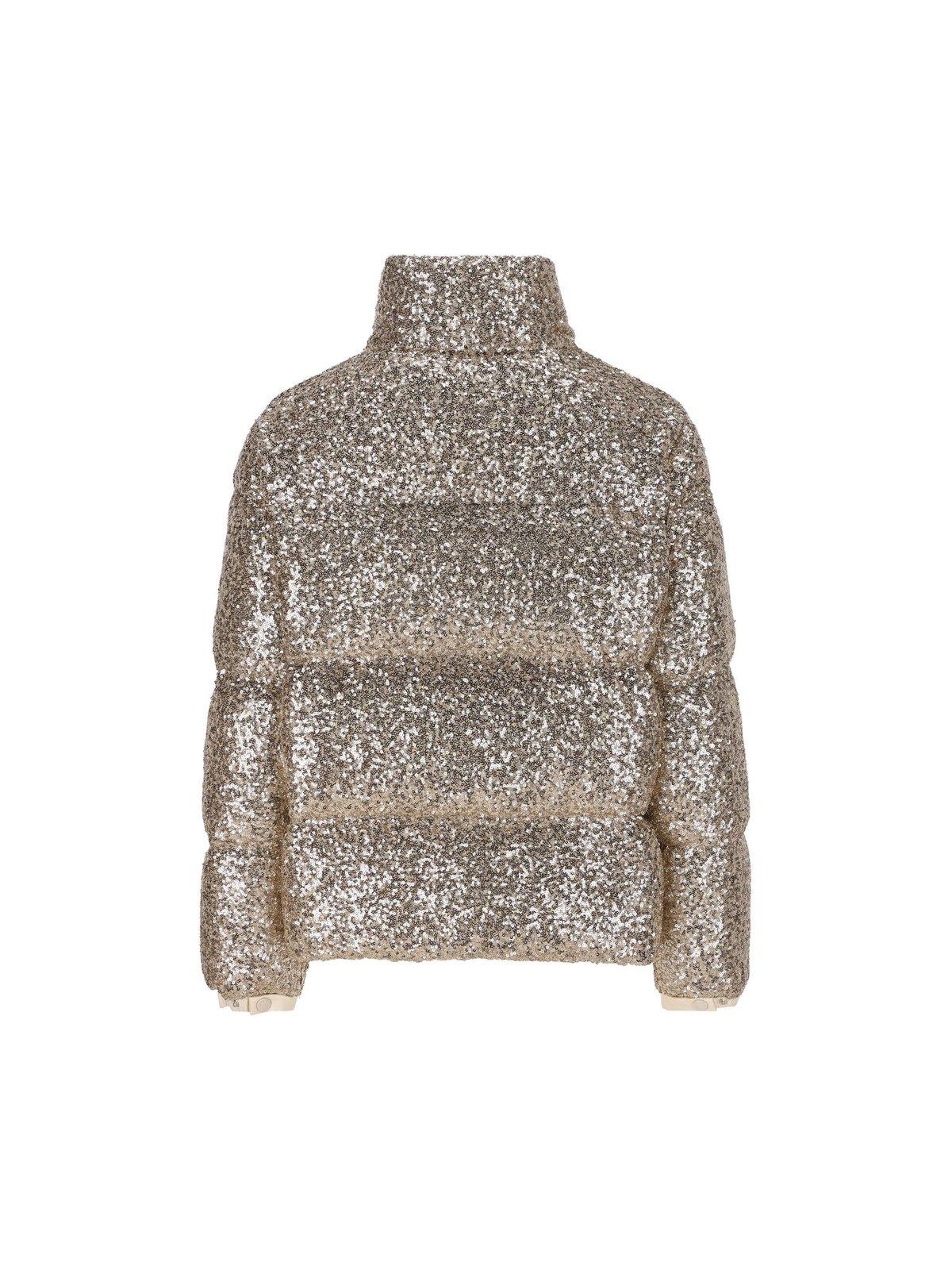 MONCLER SEQUINNED ZIP-UP PUFFER JACKET