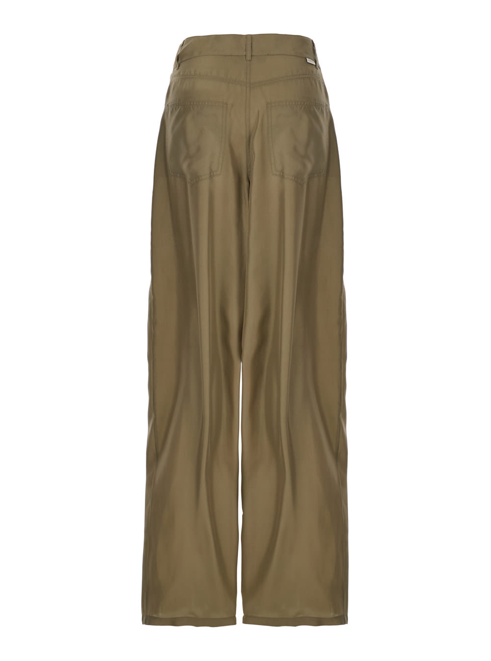 Jucca Green Silk Pants With Belt Loops And Logo Patch On The Rear In Silk Woman