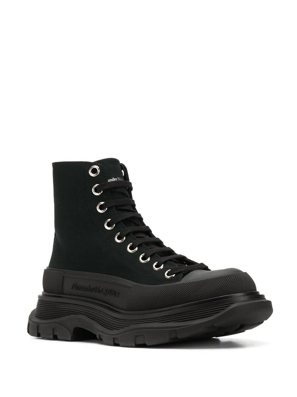 Shop Alexander Mcqueen Black Tread Slick Ankle Boots