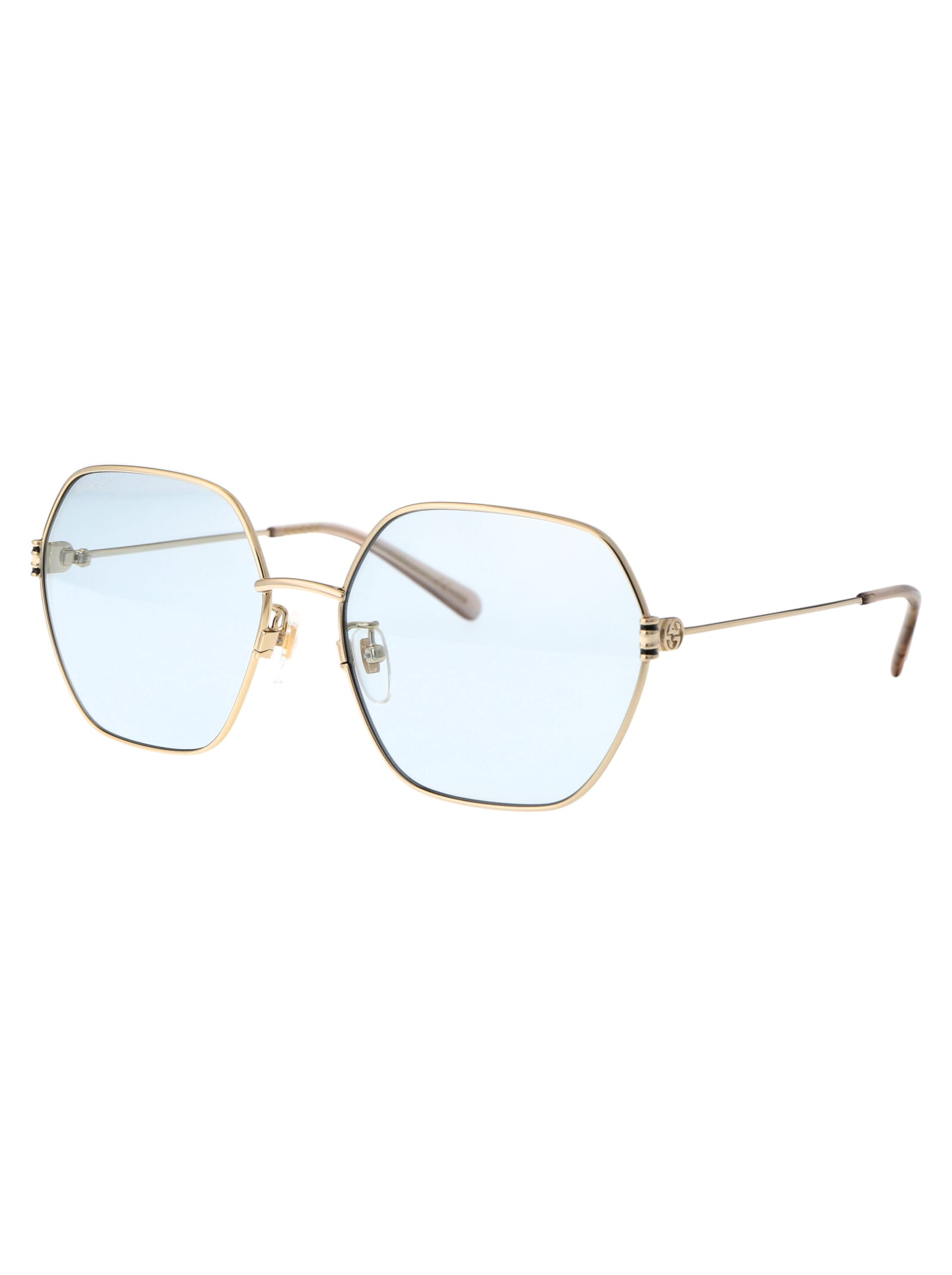 Shop Gucci Gg1285sa Sunglasses In 004 Gold Gold Light Blue