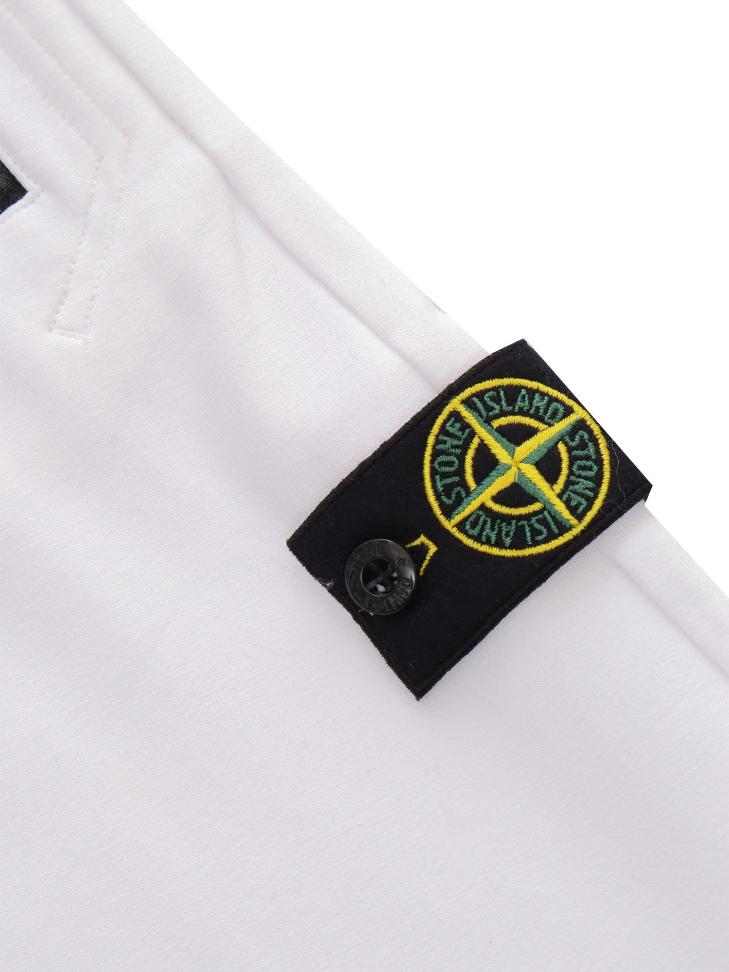 Stone Island White Fleece Jogging Pants In White