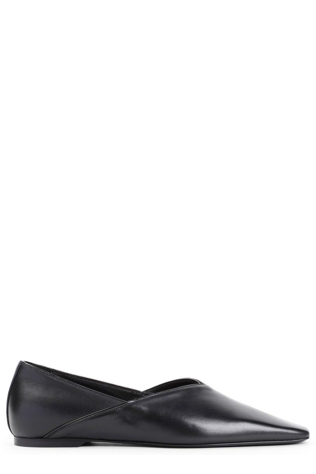 Shop Totême Square-toe Flat Shoes In Black