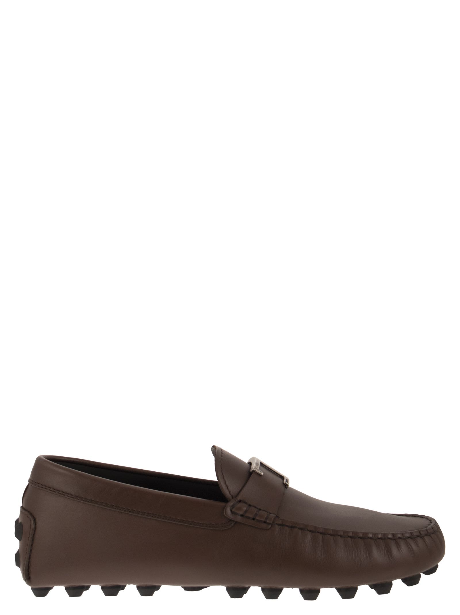 Shop Tod's Moccasin With Macro Rubbers In Brown