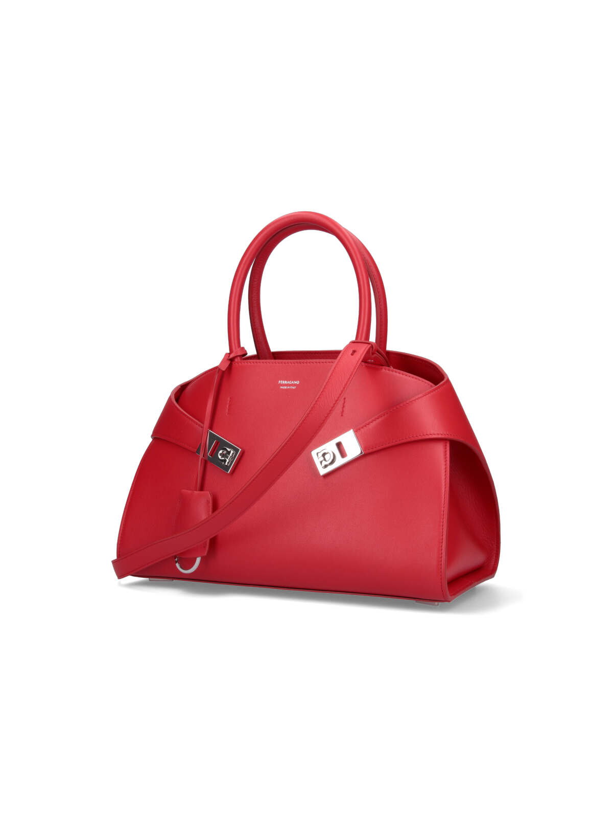 Ferragamo Hug Small Leather Top Handle Bag In Red