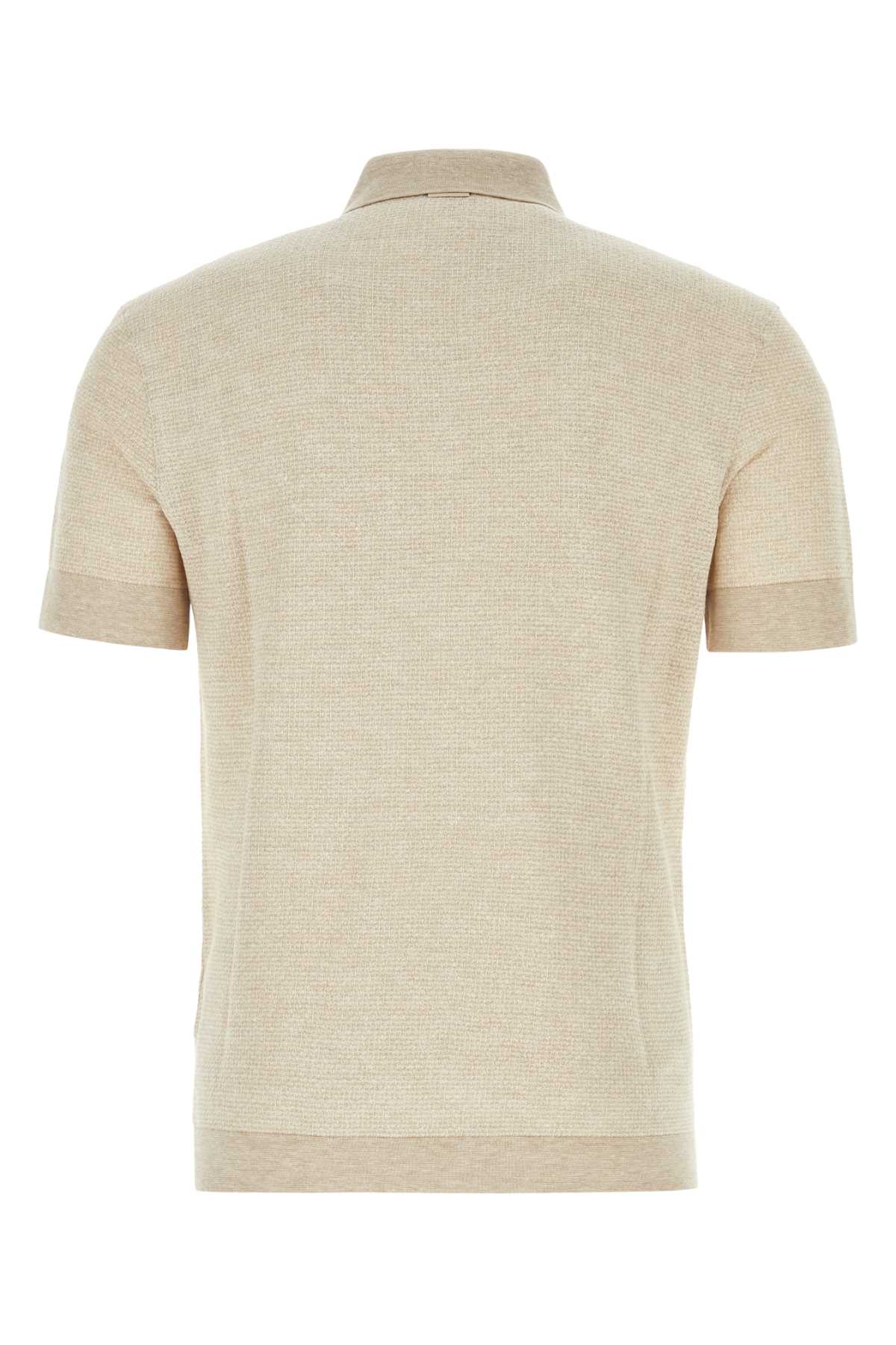 Zegna Sand Cotton Blend Polo Shirt In N03