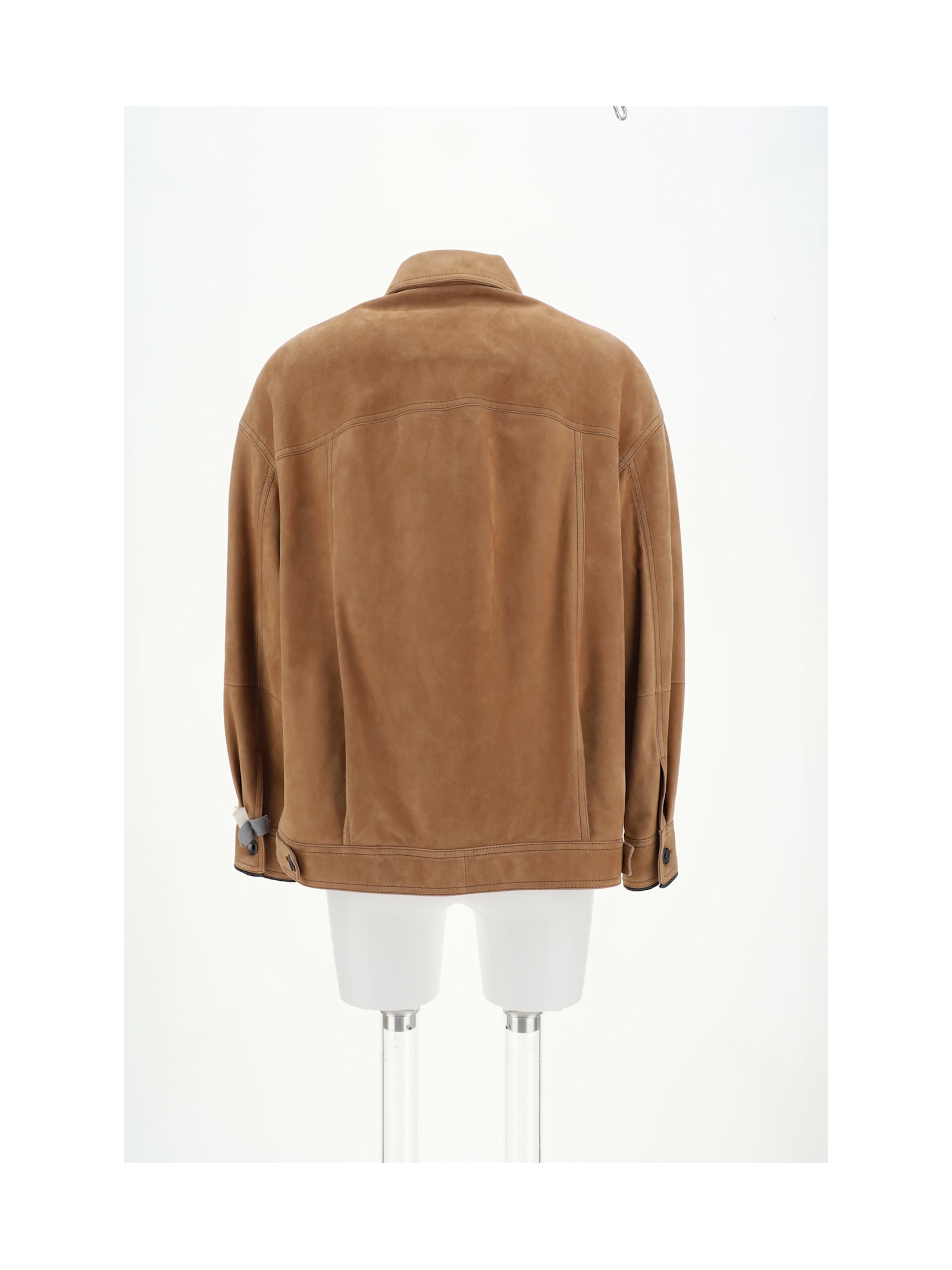 Brunello Cucinelli Suede Leather Jacket In Terra Rossa