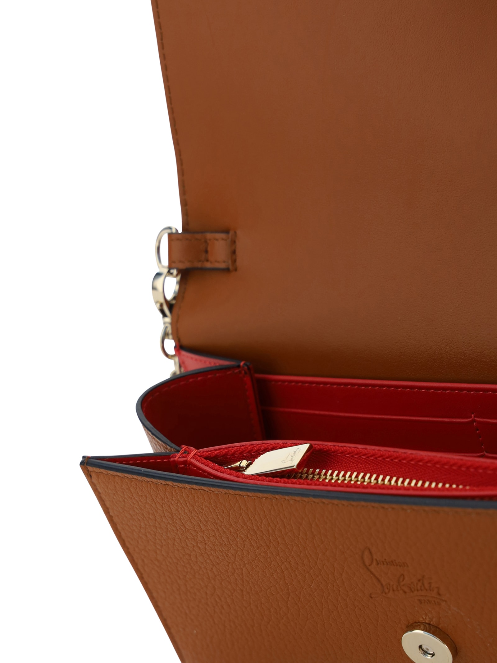 Shop Christian Louboutin By My Side Shoulder Wallet In Cuoio/cuoio