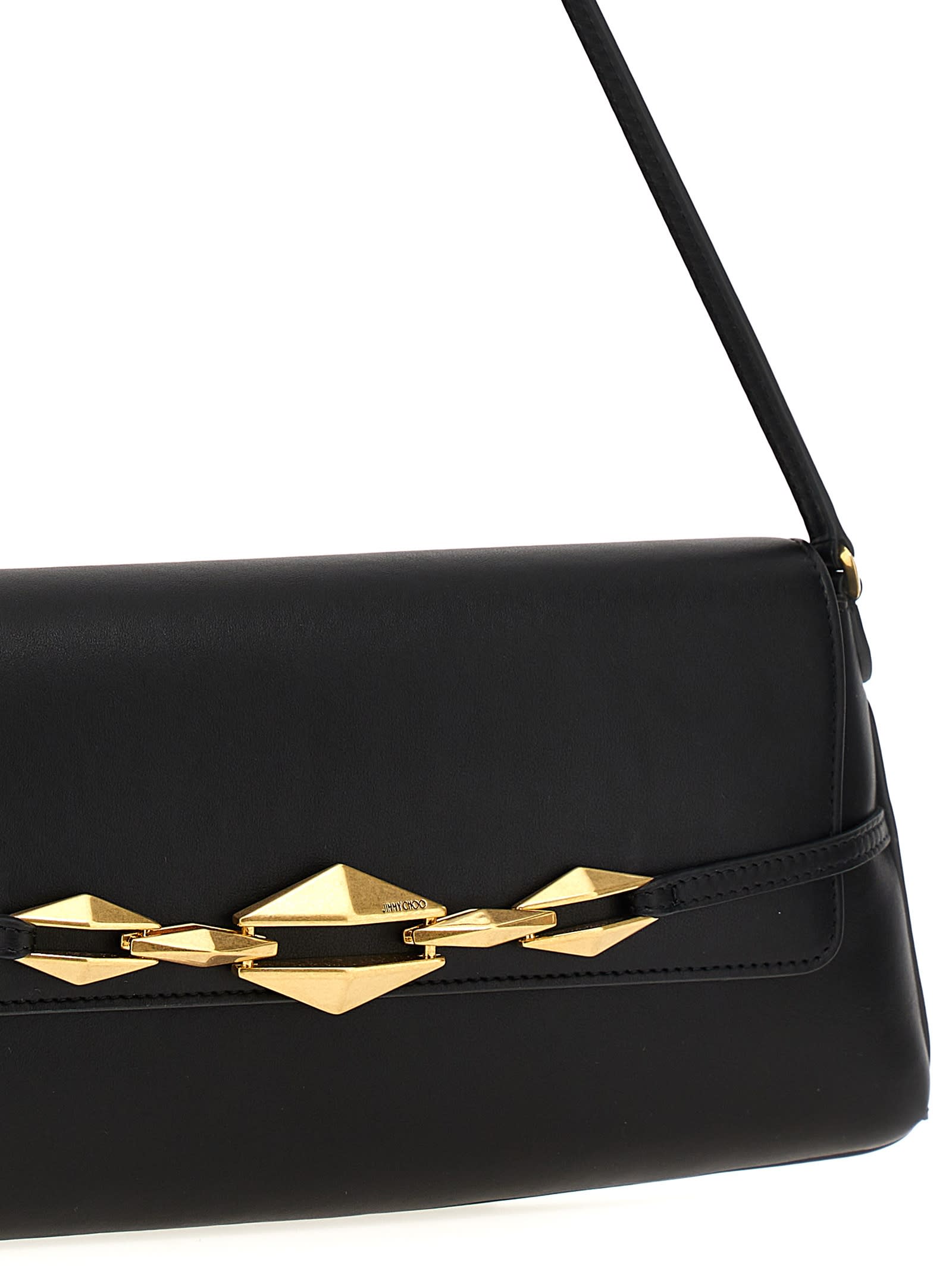 Shop Jimmy Choo Diamond Shoulder E/w Shoulder Bag In Black