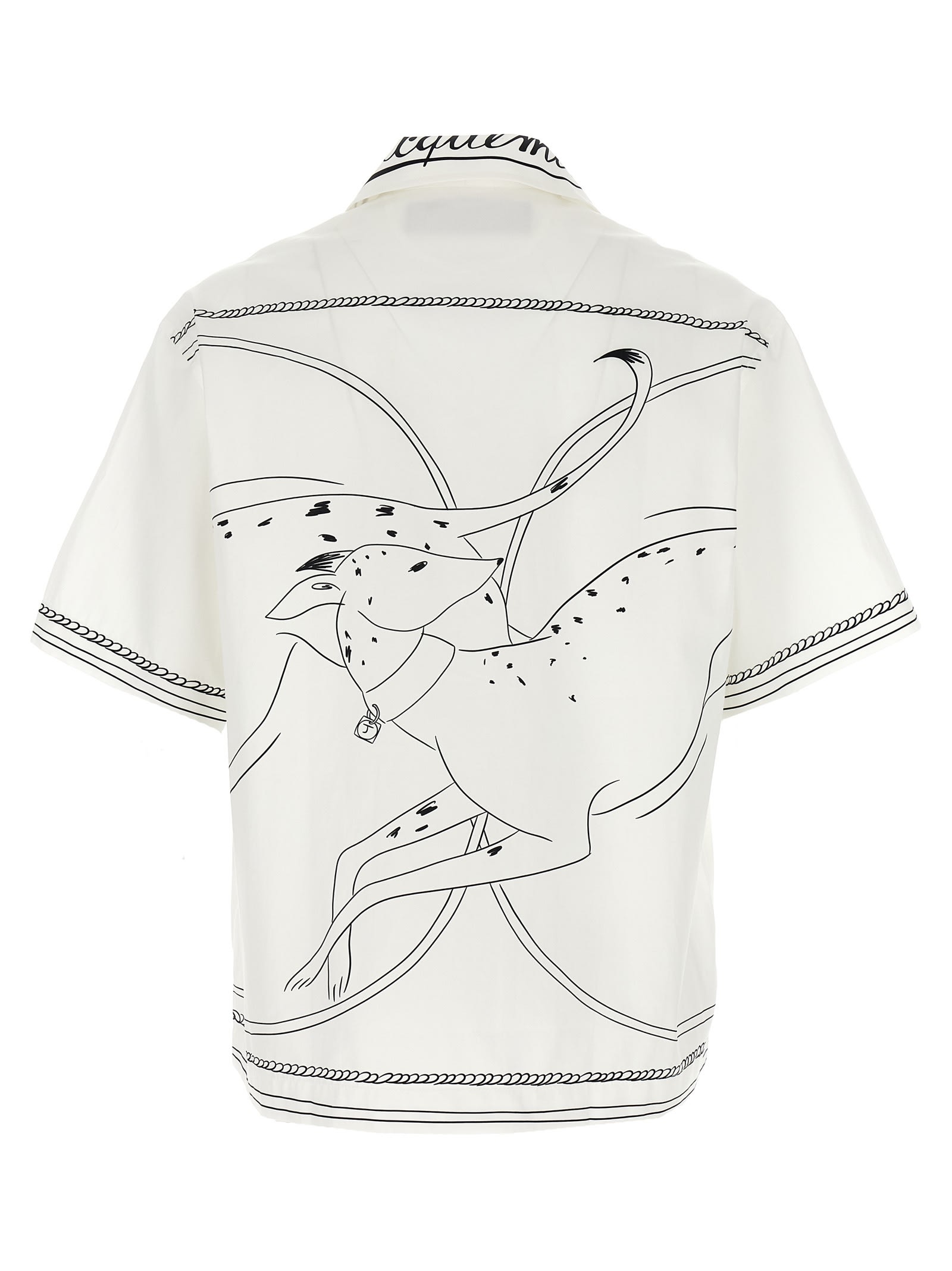 Jacquemus Jean Camp-collar Printed Cotton-poplin Shirt In White