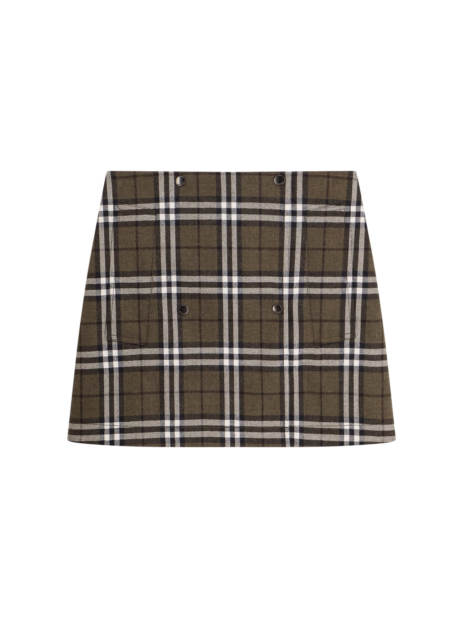 Burberry Virgin Wool Skirt With Check Print In Brown