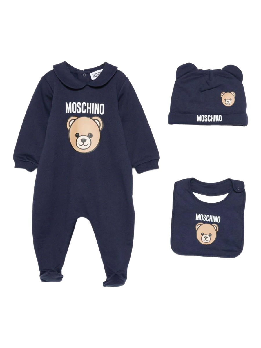 Moschino Kids Baby Set With Teddy Bear Print In Blue