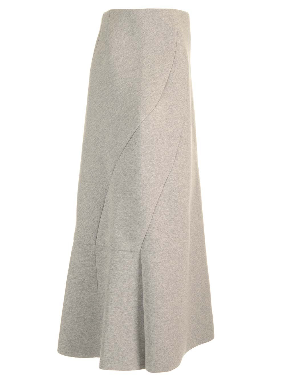 Shop Dries Van Noten Scuba Cotton Midi Skirt In Grey