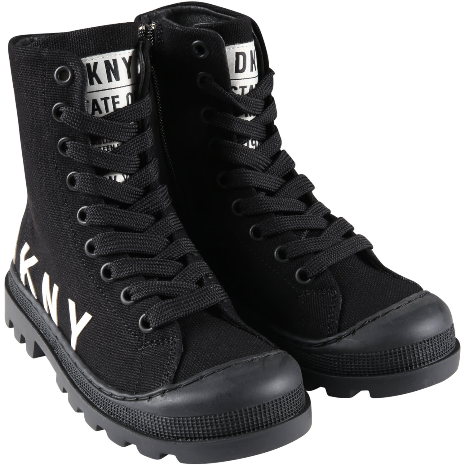 Shop Dkny Black Sneakers For Girl With White Logo