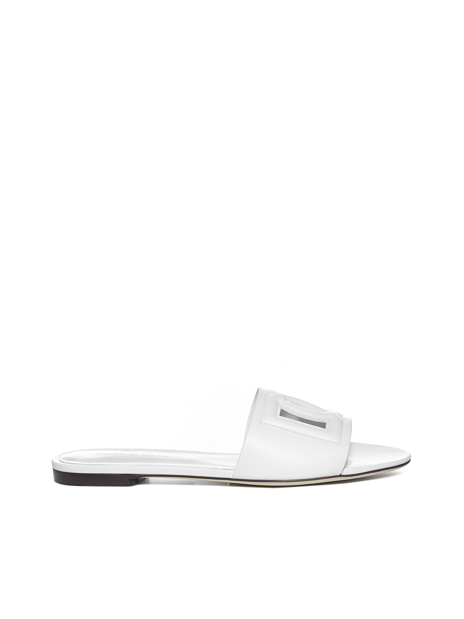 DOLCE & GABBANA LOGO EMBOSSED SLIDERS