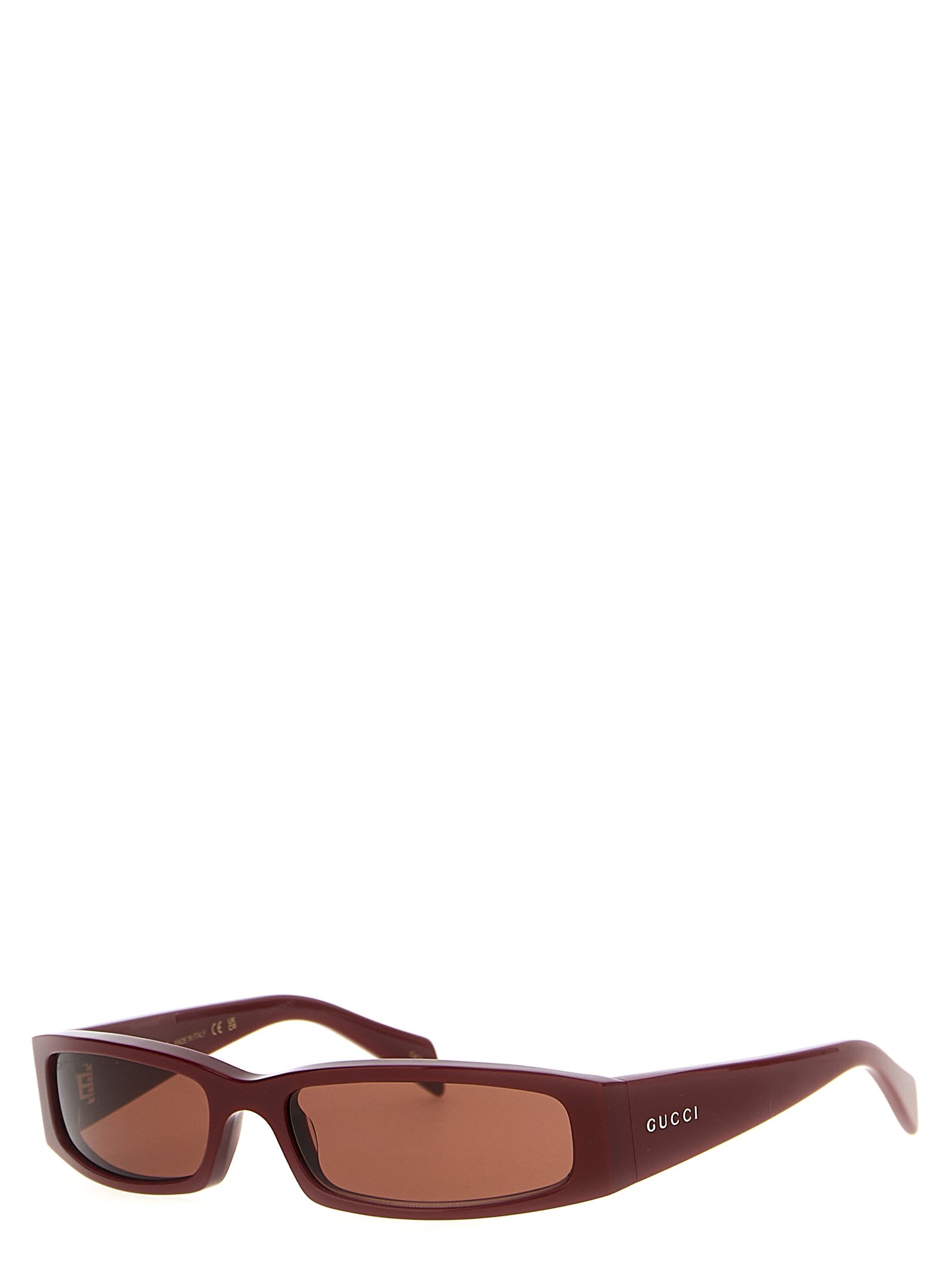 Shop Gucci Rectangular Sunglasses In Bordeaux