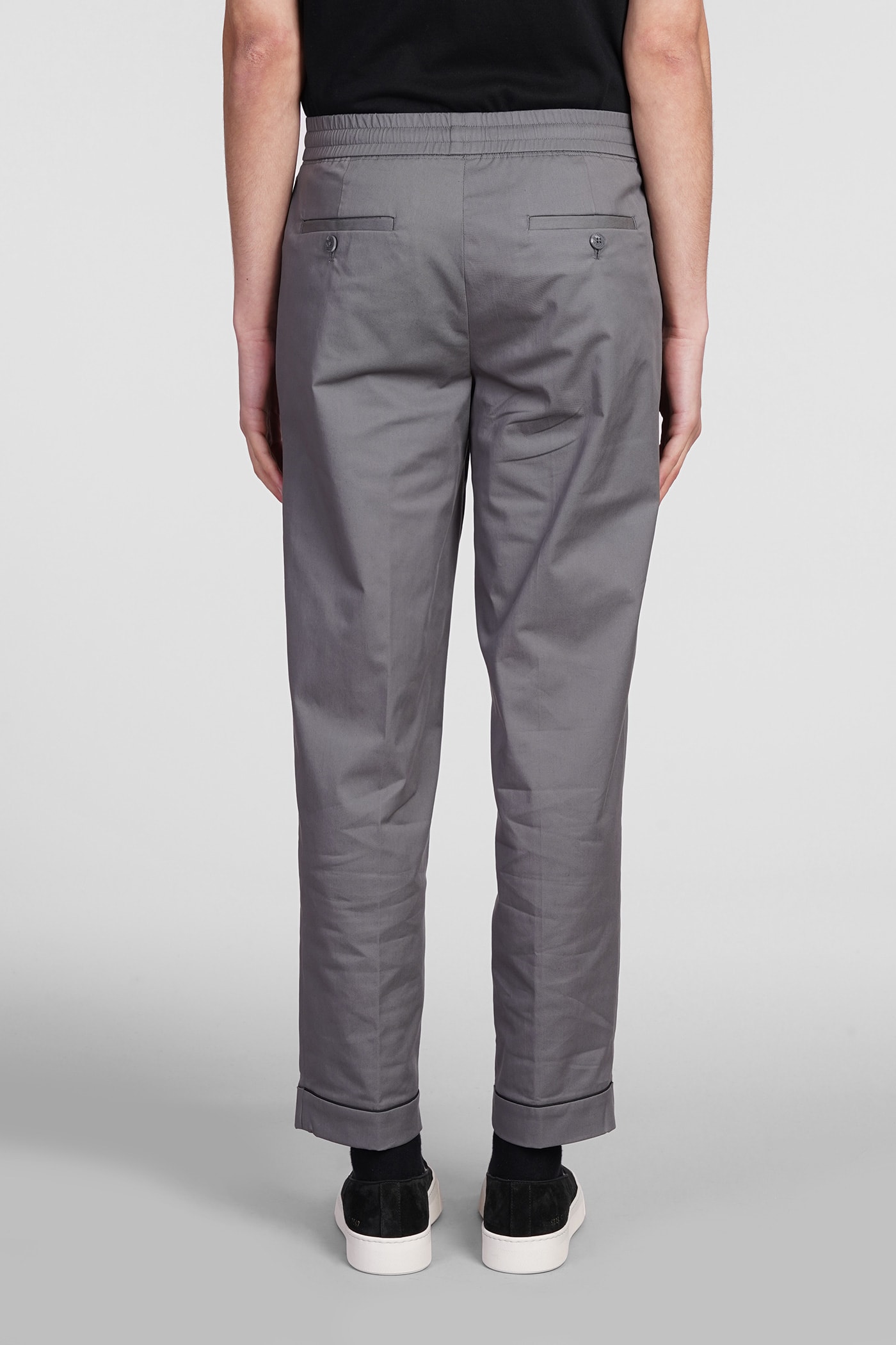Shop Neil Barrett Rem Slim Low Rise Pants In Grey Cotton In N Steel Black