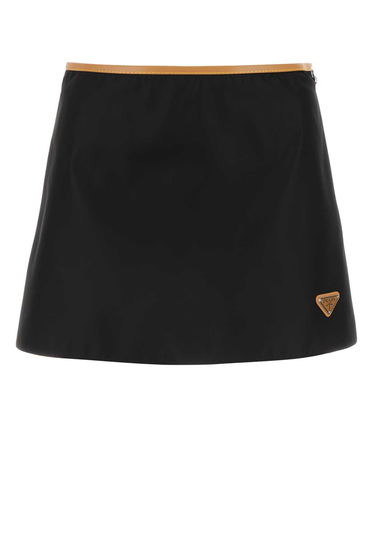 Shop Prada Black Re-nylon Mini Skirt In Nero