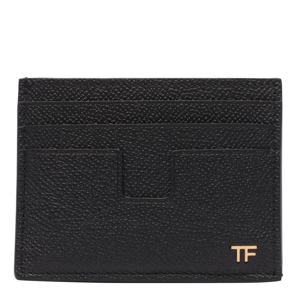 Tom Ford Logo-plaque Leather Cardholder In Black