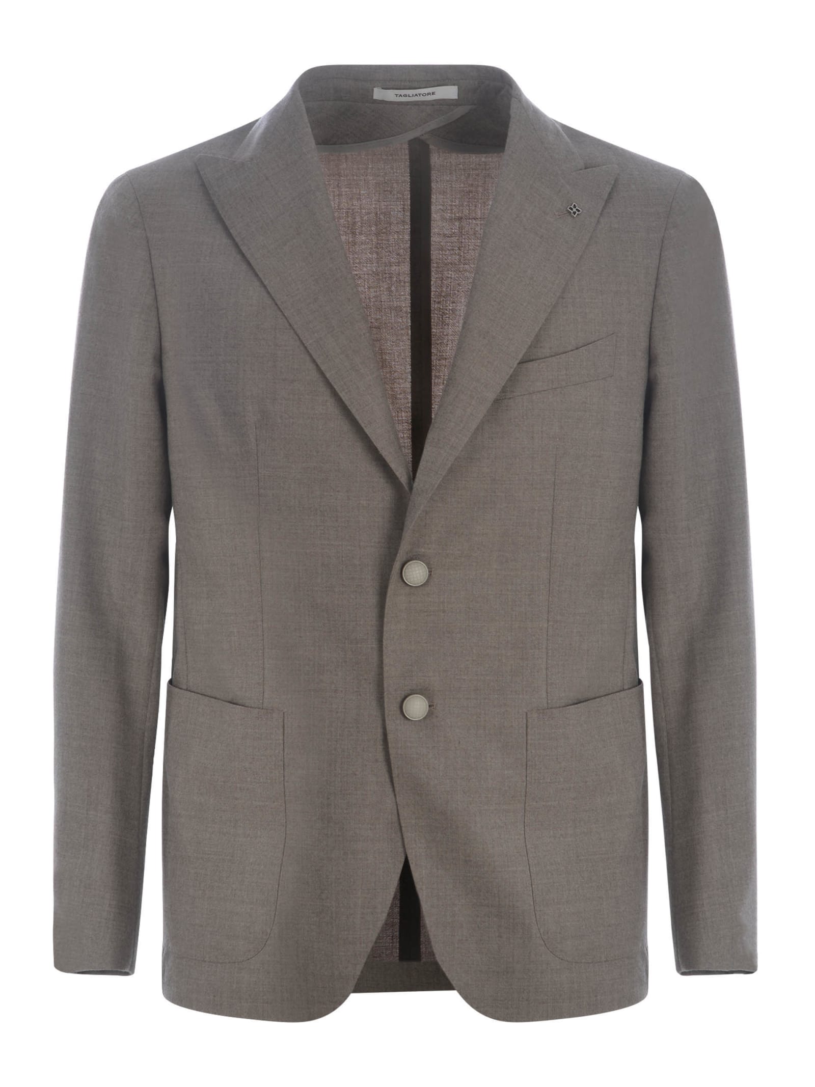 Shop Tagliatore Jacket  In Wool In Tortora Chiaro