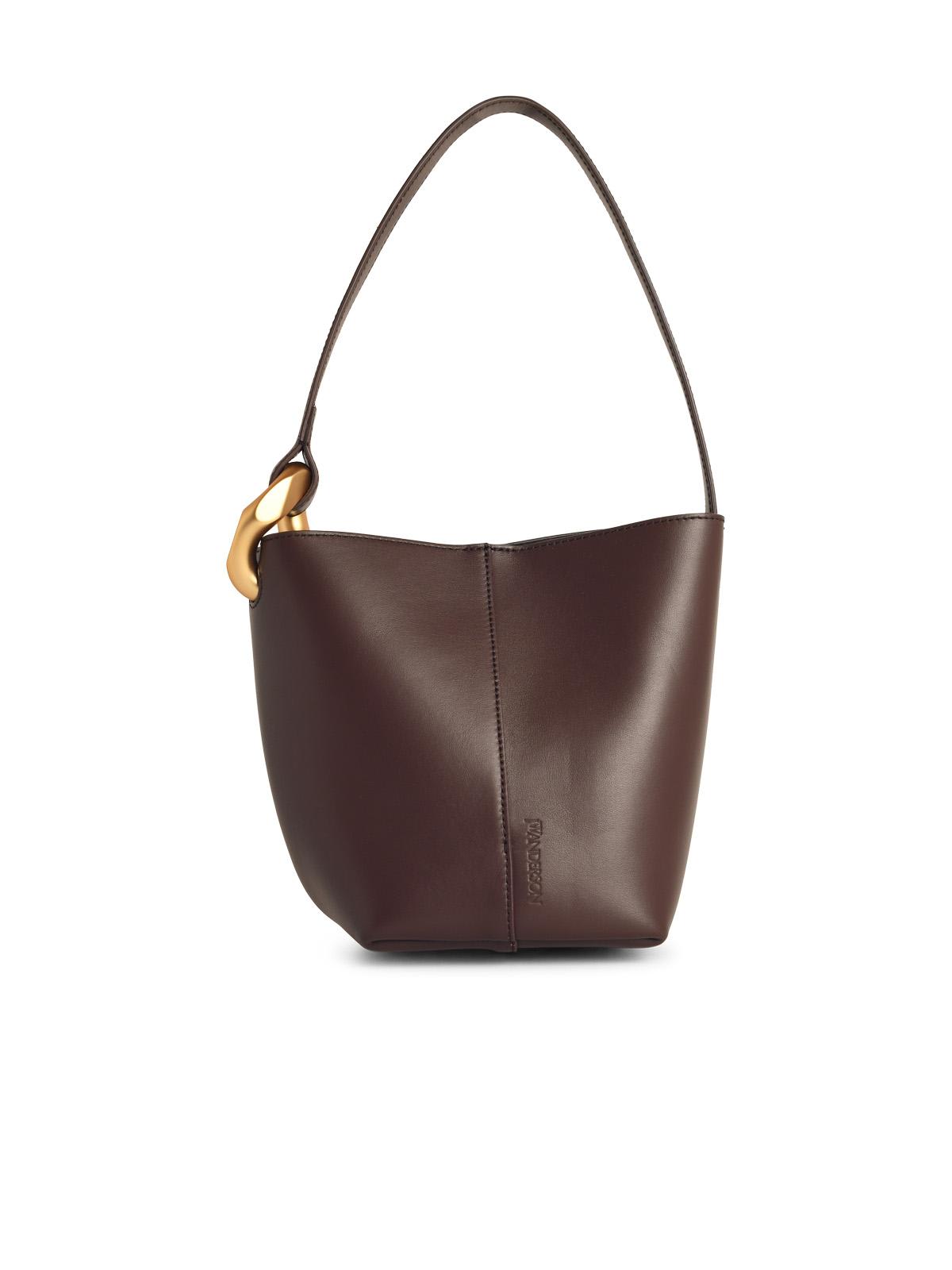 Jw Anderson Corner Small Brown Leather Bucket Bag