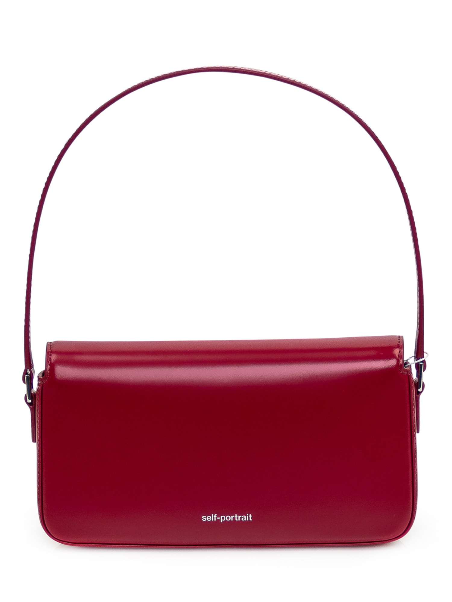 Shop Self-portrait Leather Burgundy Baguette Bag