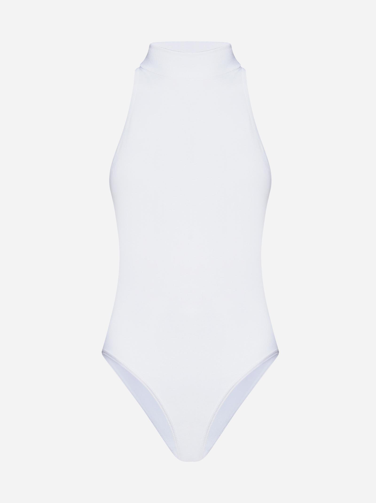 Shop Alaïa Viscose-blend Bodysuit In White