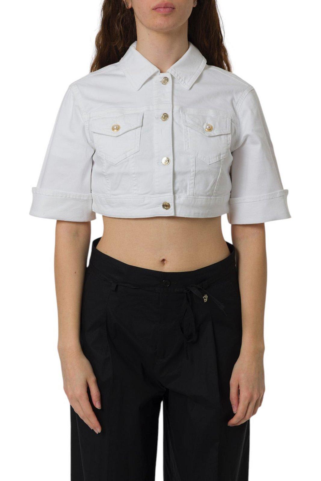 Liu •jo Short Sleeve Cropped Collared Jacket