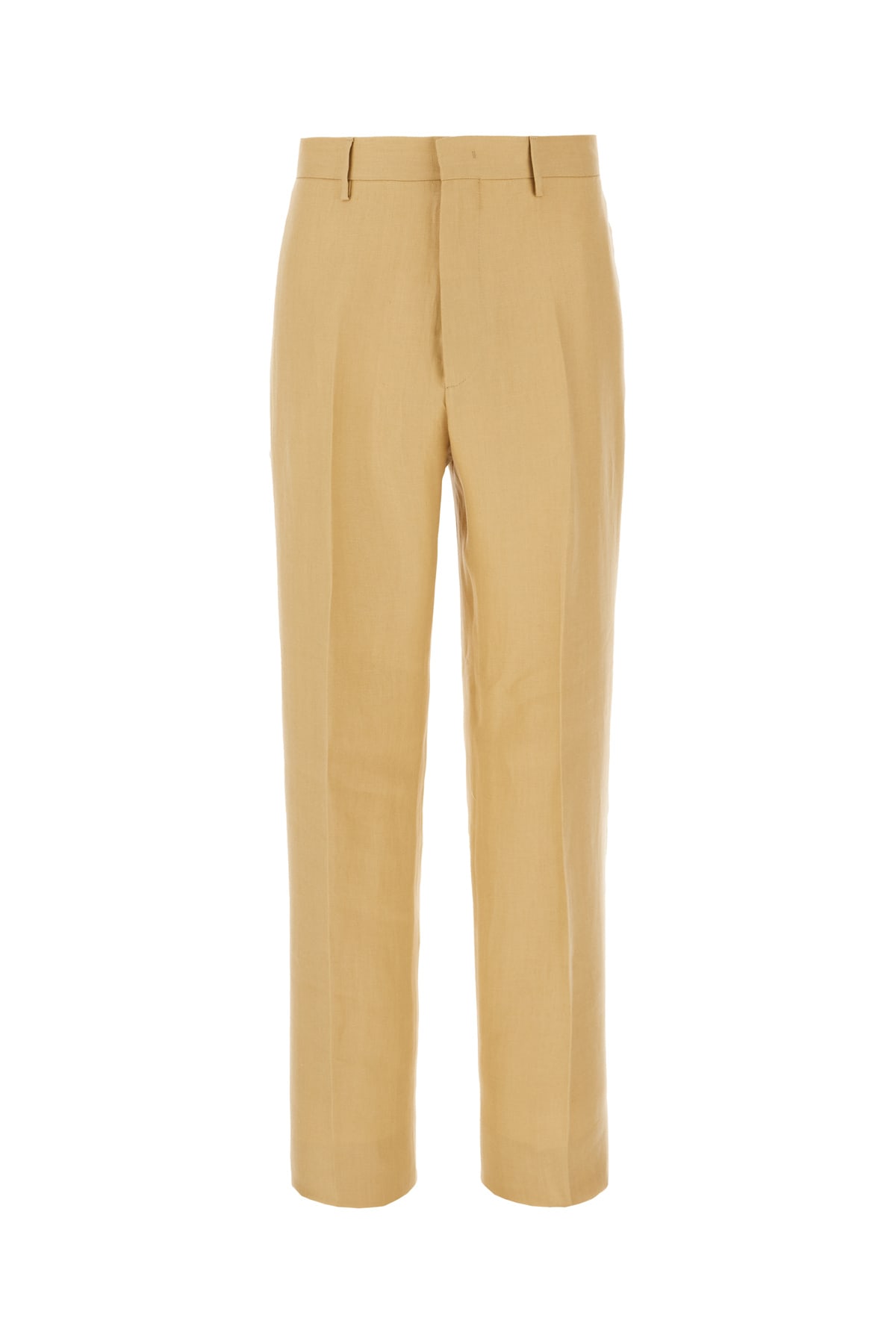 Tagliatore Camel Linen Pants In Yellow