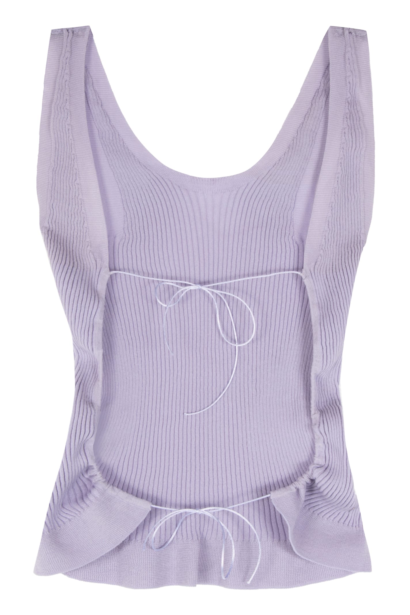 Cecilie Bahnsen Knit Top With Ribbed Texture And Scoop Neck