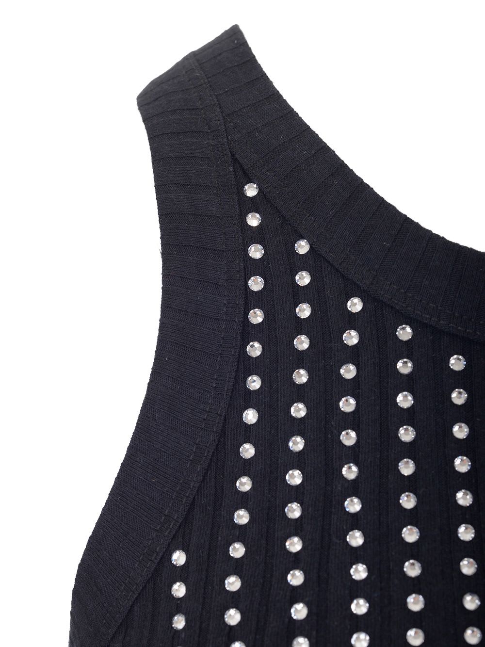 Attico Fitted Midi Dress With Shimmering Embellishments In Black