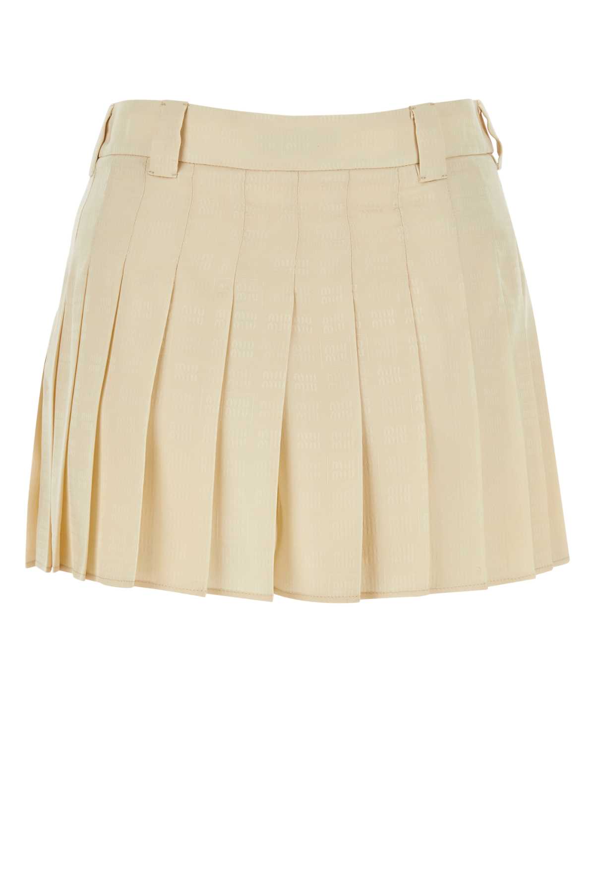 Shop Miu Miu Sand Silk Mini Skirt In Albino