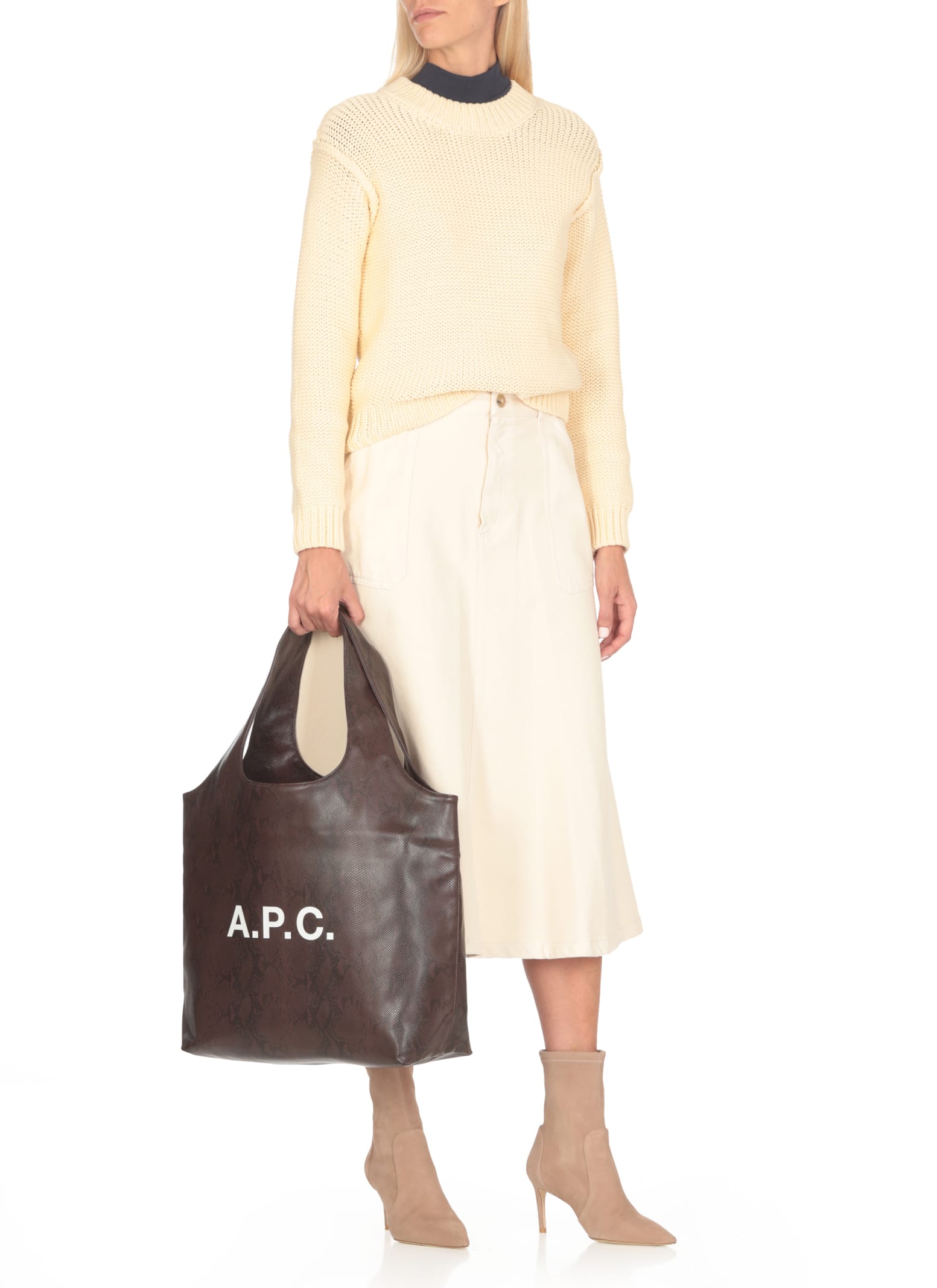 Shop Apc Ninon Shopping Bag In Brown