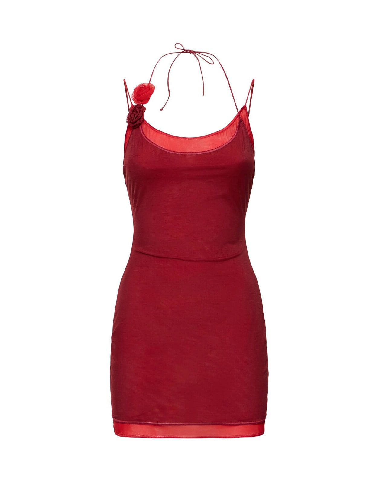 Merlot Mini Dress In Red Mesh