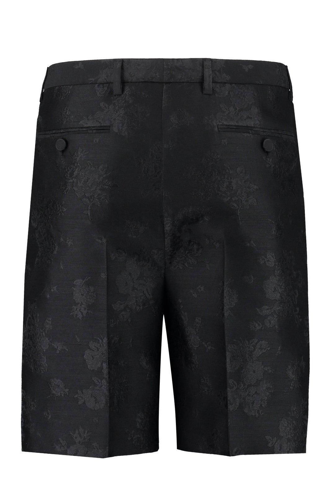 Shop Saint Laurent High Waist Jacquard Shorts In Black