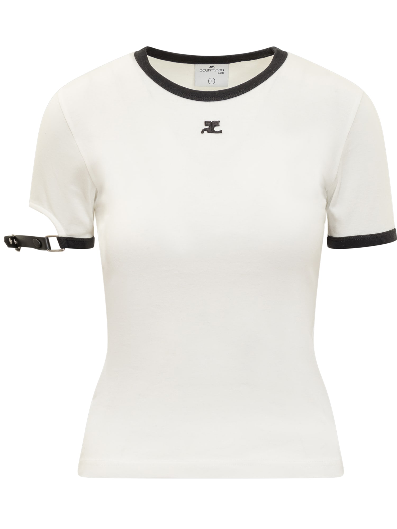 Shop Courrèges Buck T-shirt In Heritage White/black