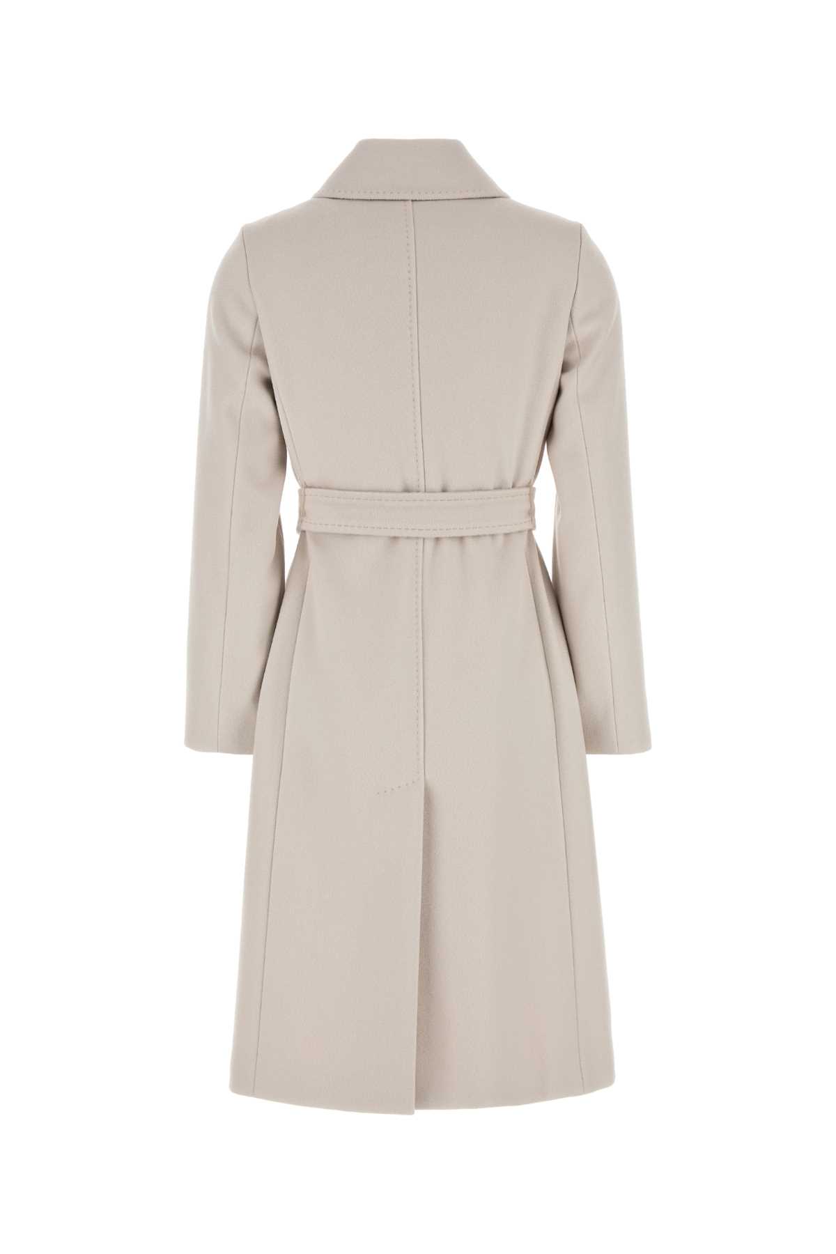Max Mara Sand Wool Bcollag Coat In White