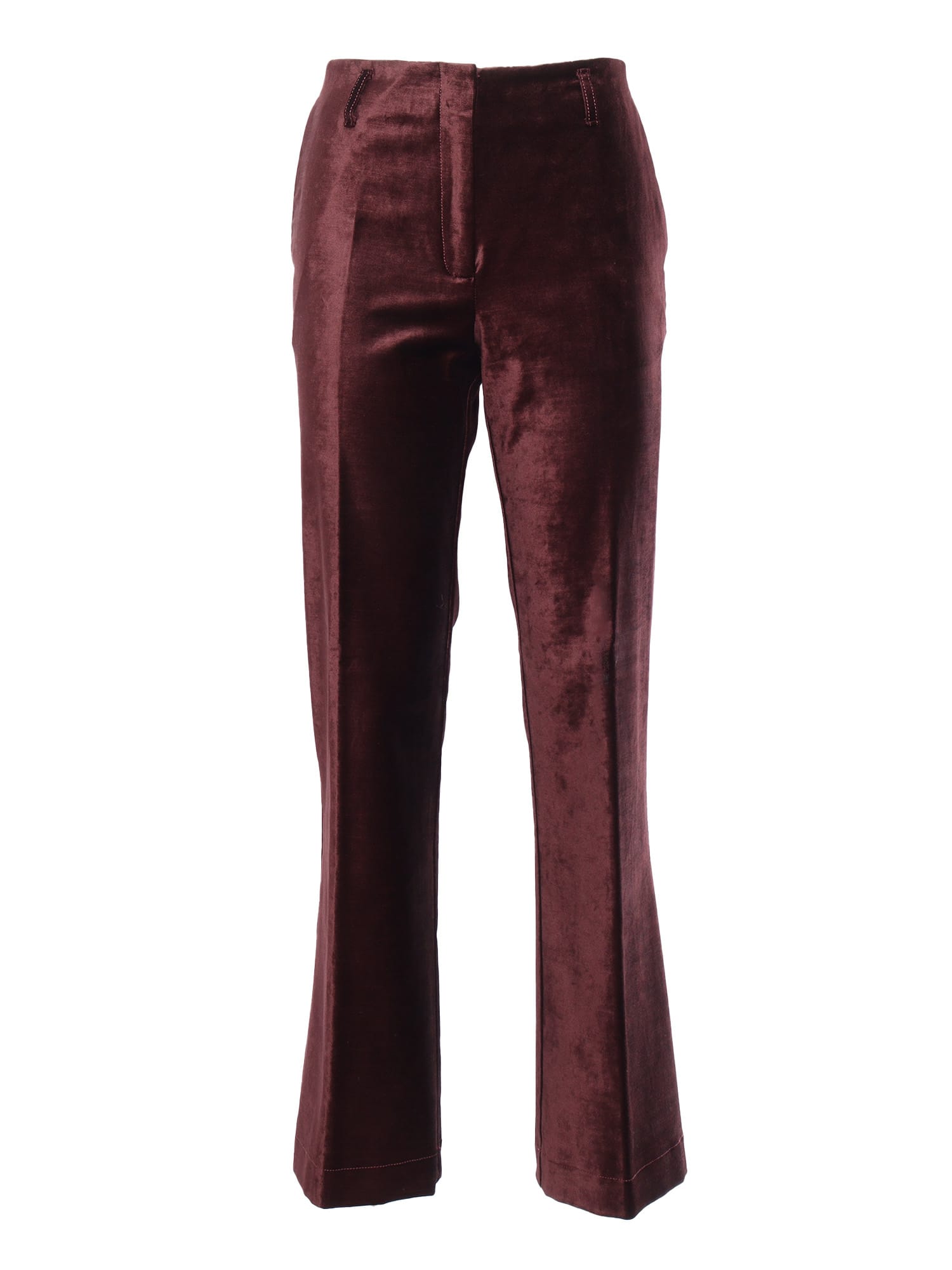 FORTE FORTE TRUMPET PANTS IN COTTON AND VISCOSE STRETCH VELVET 