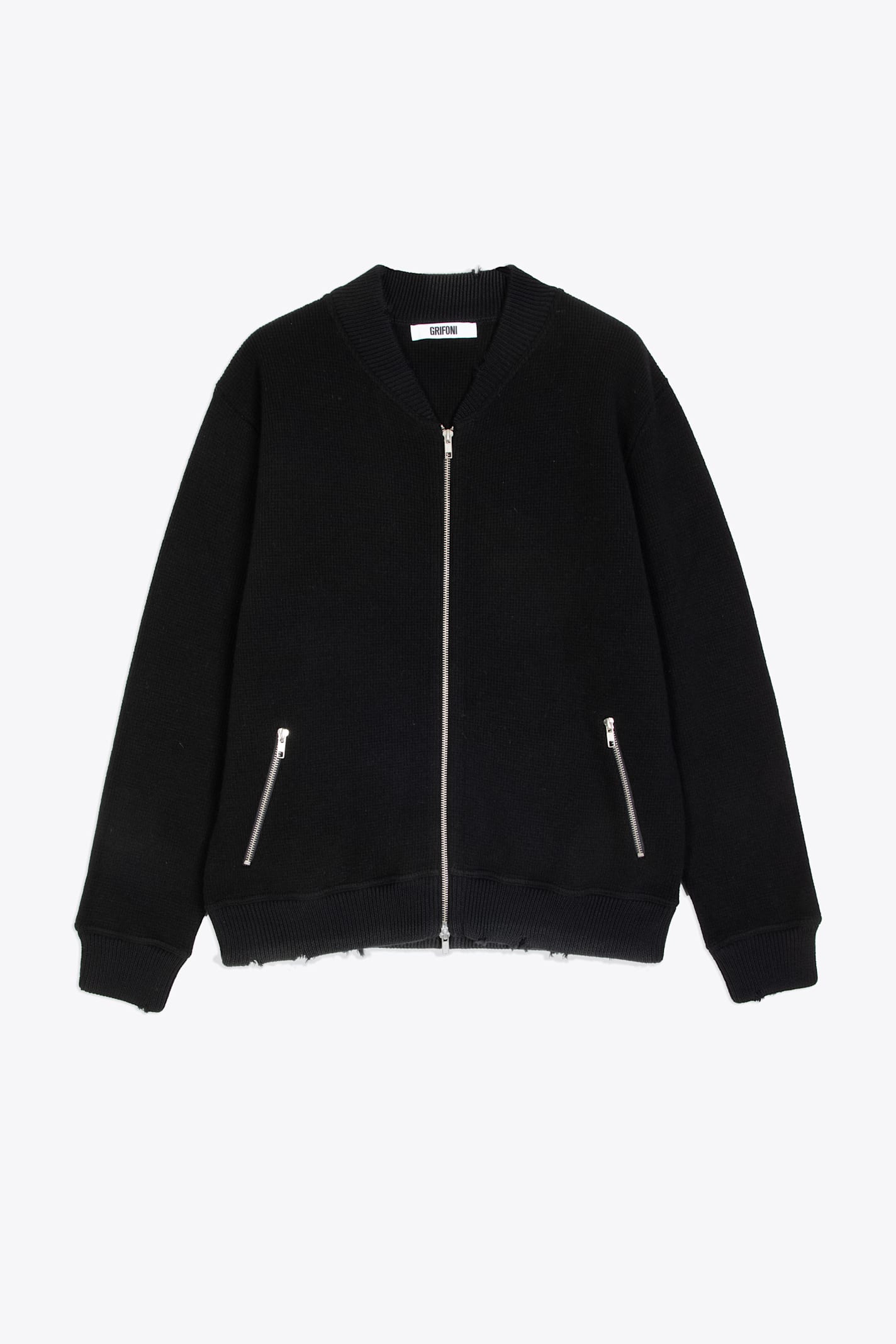 Bomber In Maglia Black wool blend bomber jacket