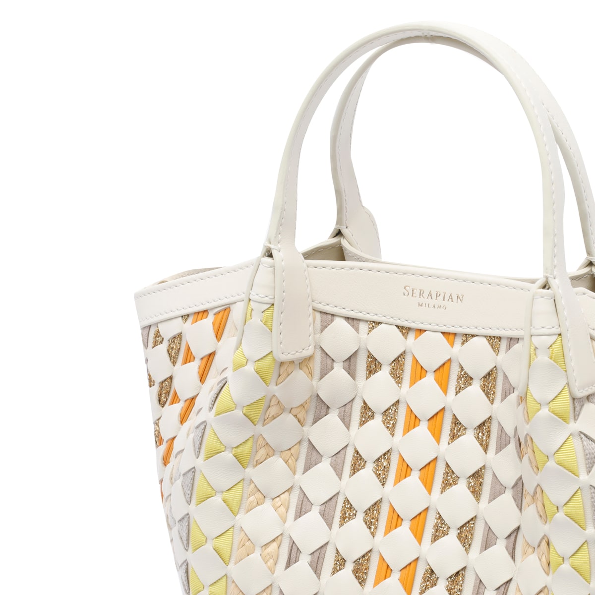 Serapian Mini Mosaico Secret Tote Bag In White